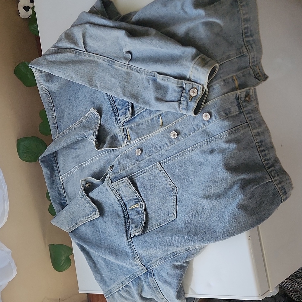 Womens Rodeo Cowgirl Jean Jacket Size M Oversize Boyfriend Denim